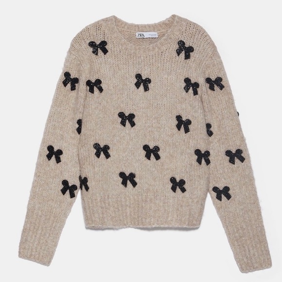 Zara | Sweaters | Zara Beaded Bow 